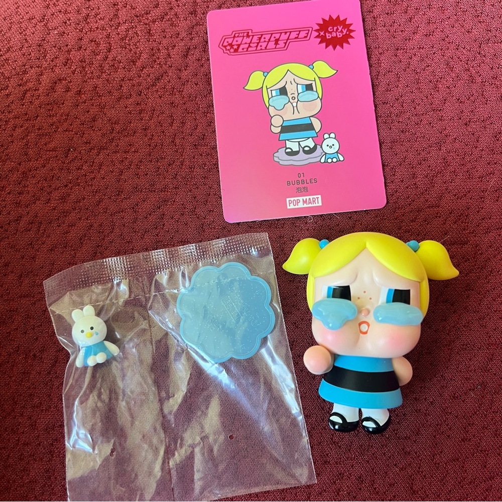 Pop Mart Powerpuff Girls x Crybaby bubbles figurine with little bunny